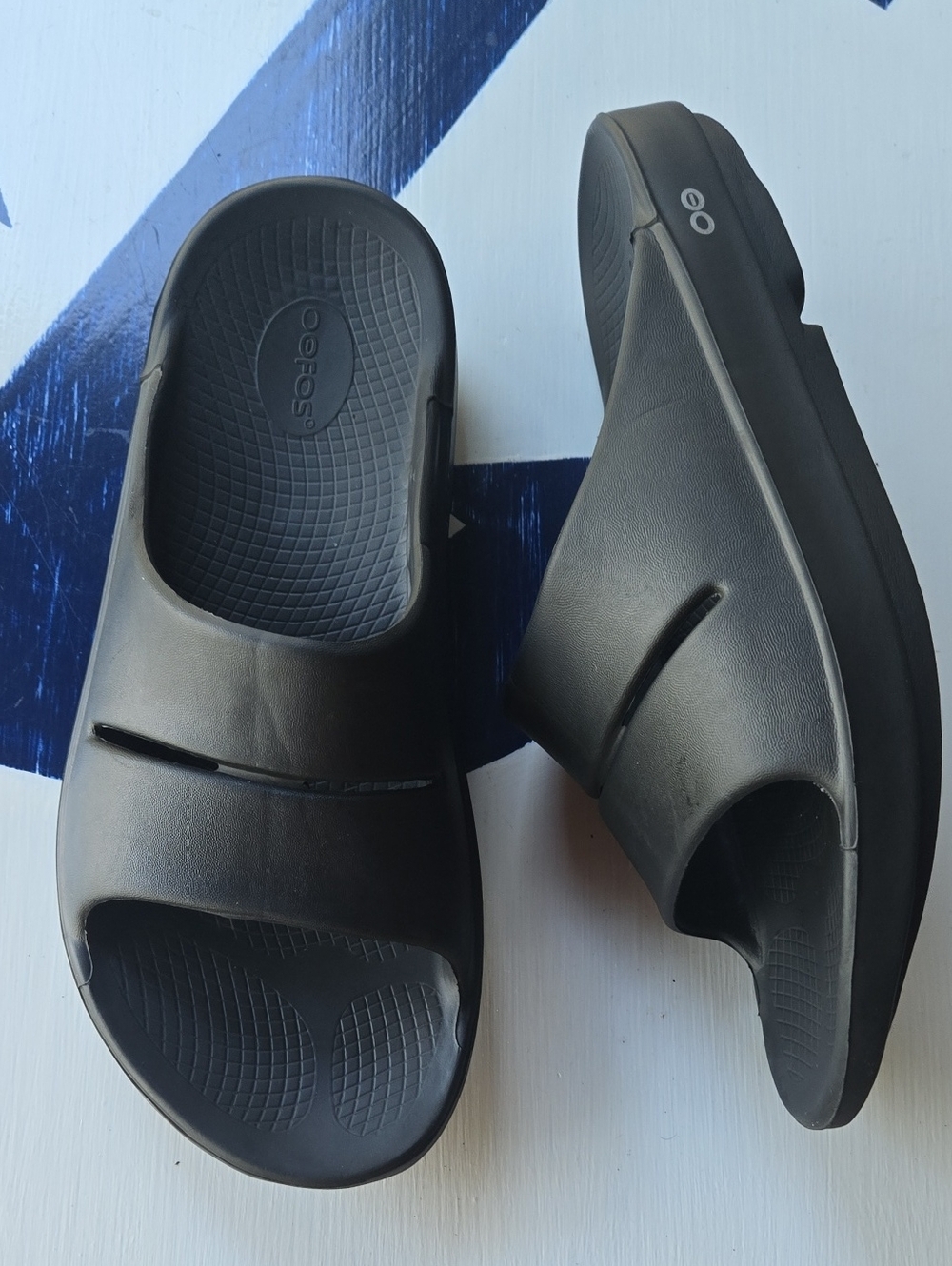 OOfos OOahh Men's Black Slide On Recovery Sandal Size 12